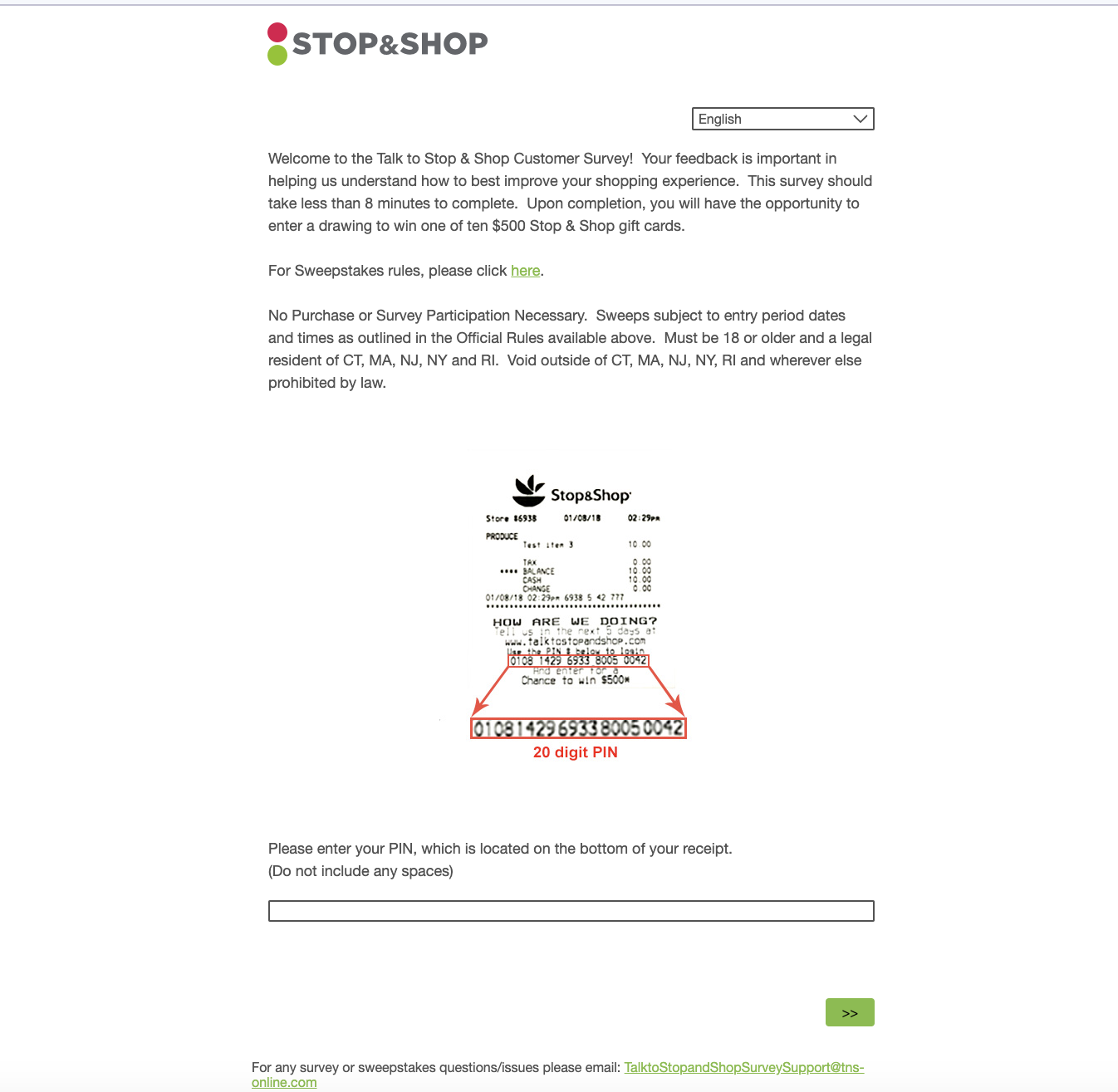 TalkToStopAndShop - Stop and Shop Survey